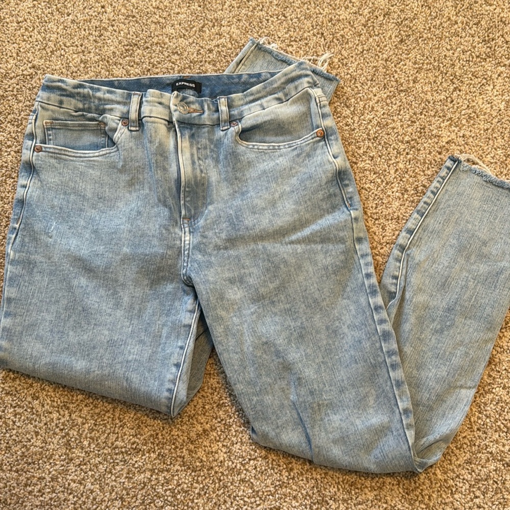 High rise skinny light wash jeans